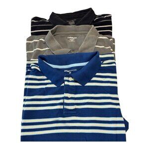 Structure Polo Shirts Mens Size XXL Blue Black Gray Multicolor Bundle(3) Stripes